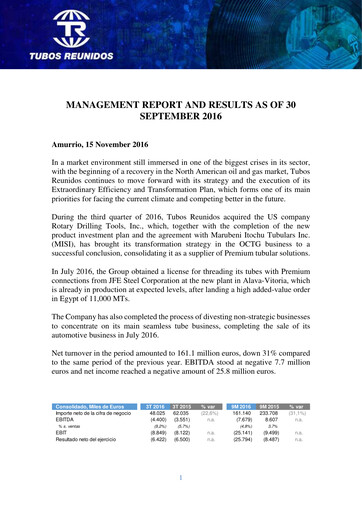 Thumbnail Tubos Reunidos Quarterly Report 2016-q3