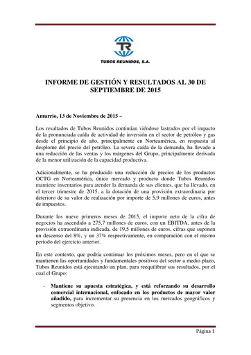 Thumbnail Tubos Reunidos Quarterly Report 2015-q3