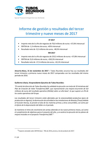 Thumbnail Tubos Reunidos Quarterly Report 2017-q3