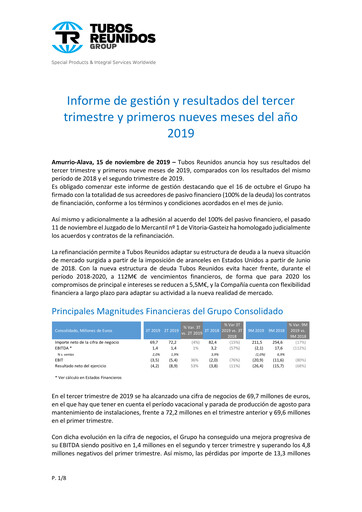 Thumbnail Tubos Reunidos Quarterly Report 2019-q3
