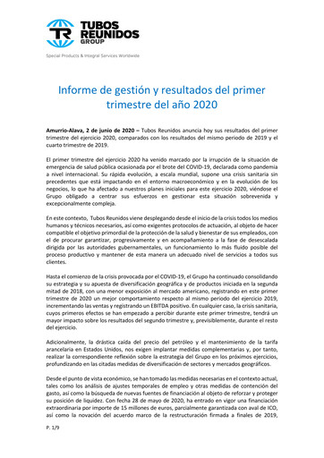 Thumbnail Tubos Reunidos Quarterly Report 2020-q1