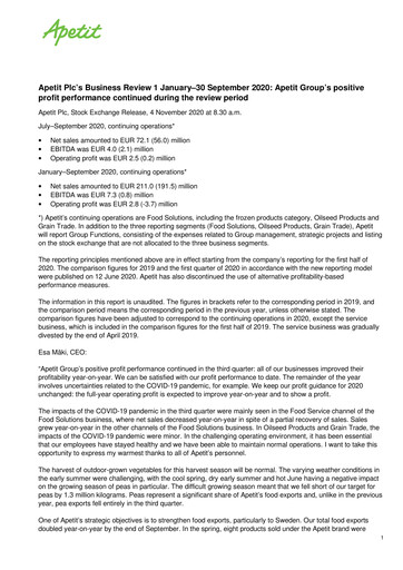 Thumbnail Apetit Oyj Quarterly Report 2020-q3