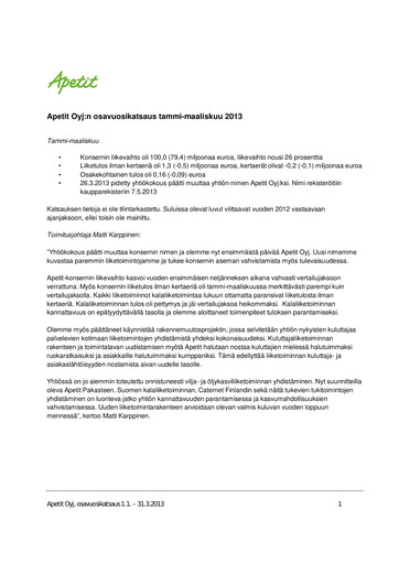 Thumbnail Apetit Oyj Quarterly Report 2013-q1