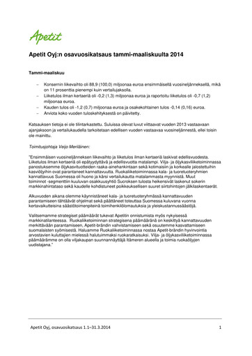 Thumbnail Apetit Oyj Quarterly Report 2014-q1