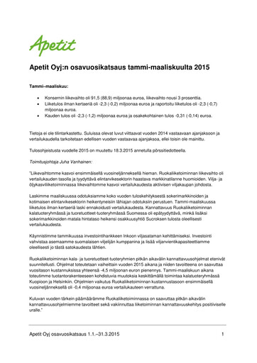 Thumbnail Apetit Oyj Quarterly Report 2015-q1