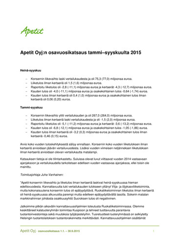 Thumbnail Apetit Oyj Quarterly Report 2015-q3