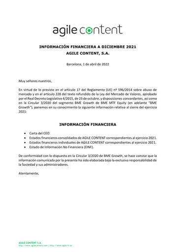 Thumbnail Agile Content Financial Statement 2021