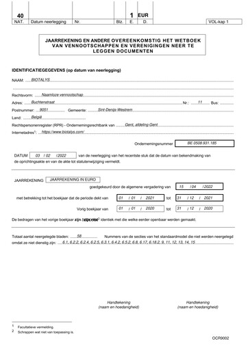 Thumbnail Biotalys Financial Statement 2021