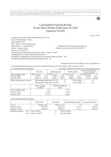 Thumbnail Koei Tecmo Quarterly Report 2023-q1