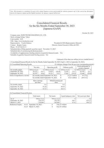 Thumbnail Koei Tecmo Quarterly Report 2023-q2
