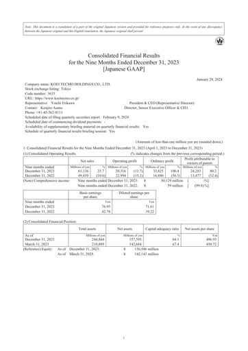 Thumbnail Koei Tecmo Quarterly Report 2023-q3