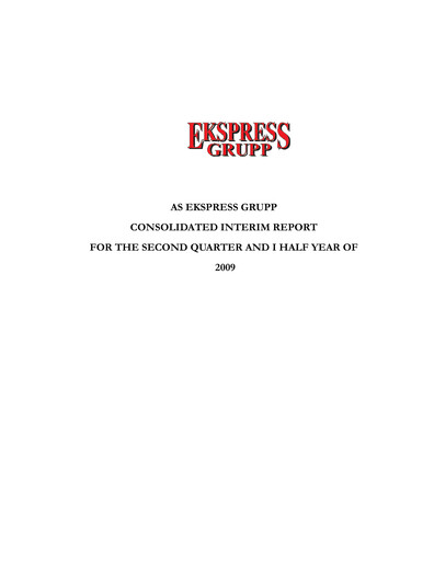 Thumbnail AS Ekspress Grupp Half-year Report 2009-h1