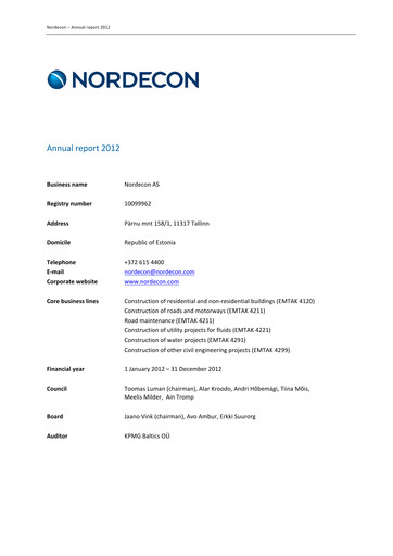 Thumbnail Nordecon AS Annual Report 2012