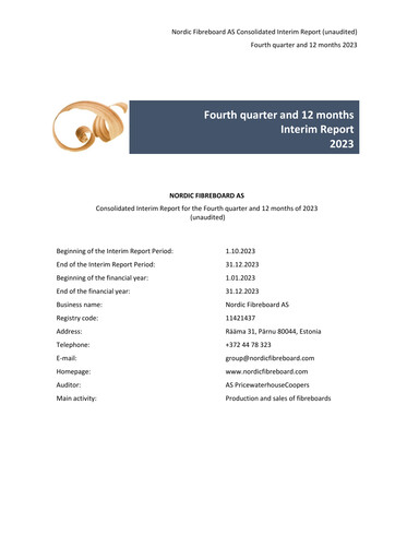Vorschaubild Nordic Fibreboard AS Finanzbericht 2023