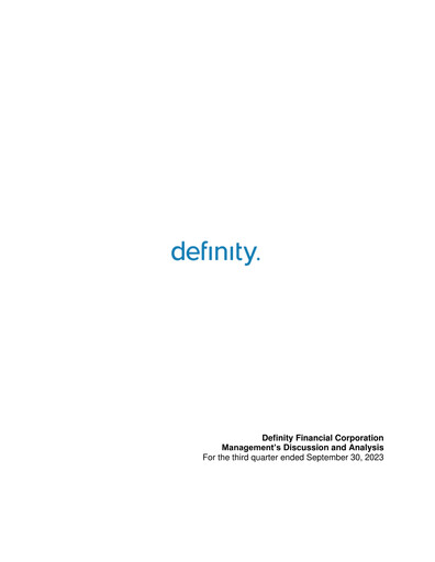 Vorschaubild Definity Financial Quartalsbericht 2023-q3