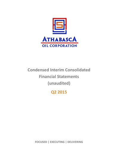 Thumbnail Athabasca Oil Corporation Financial Statement 2015-q2
