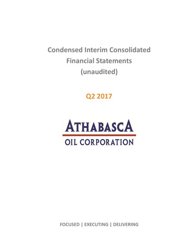 Thumbnail Athabasca Oil Corporation Financial Statement 2017-q2