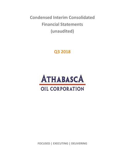 Thumbnail Athabasca Oil Corporation Financial Statement 2018-q3