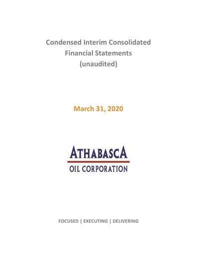 Thumbnail Athabasca Oil Corporation Financial Statement 2020-q1