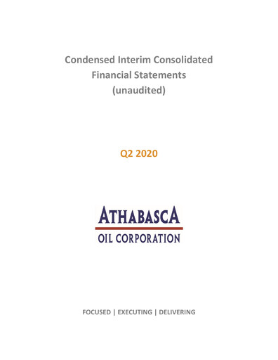 Thumbnail Athabasca Oil Corporation Financial Statement 2020-q2