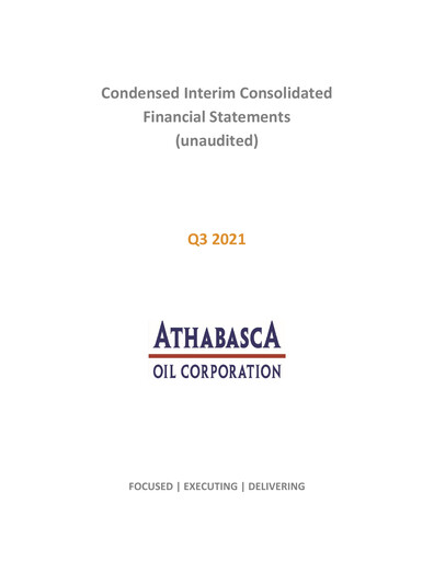 Thumbnail Athabasca Oil Corporation Financial Statement 2021-q3