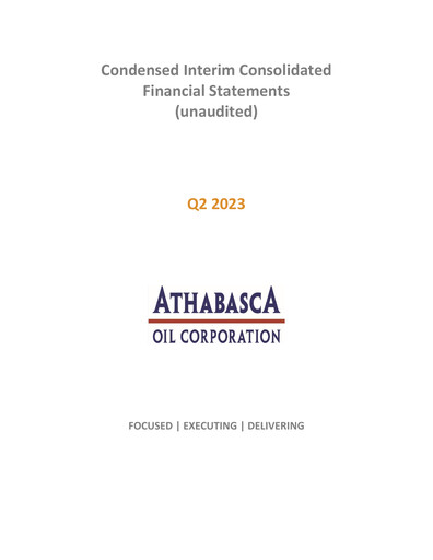 Thumbnail Athabasca Oil Corporation Financial Statement 2023-q2