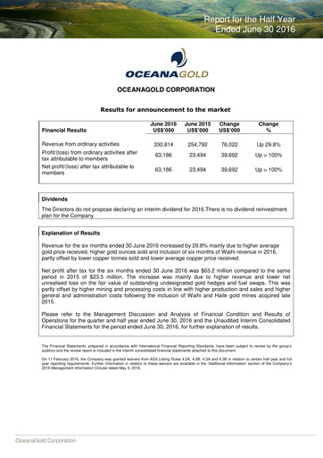 Thumbnail OceanaGold Financial Statement 2016-q2