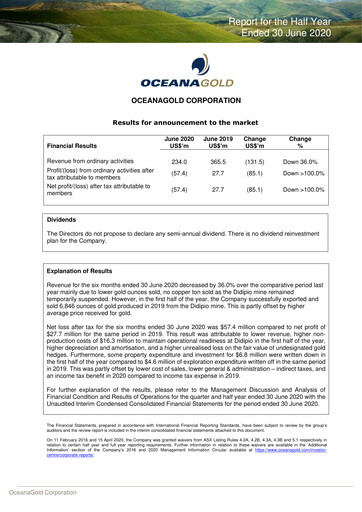 Thumbnail OceanaGold Financial Statement 2020-q2