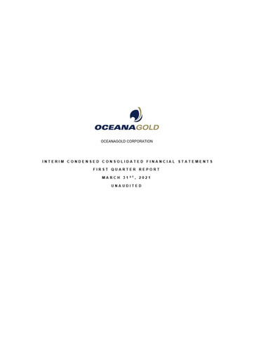 Thumbnail OceanaGold Financial Statement 2021-q1