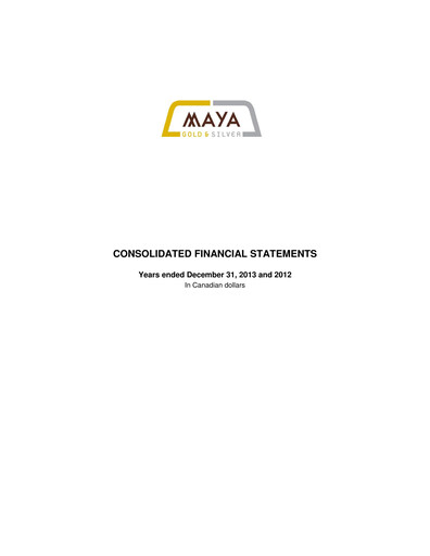 Miniature Aya Gold & Silver Bilan financier 2013