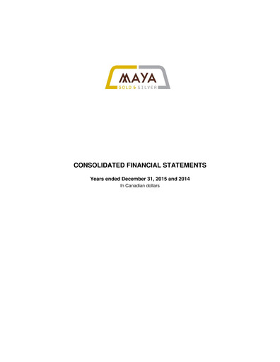 Miniature Aya Gold & Silver Bilan financier 2015