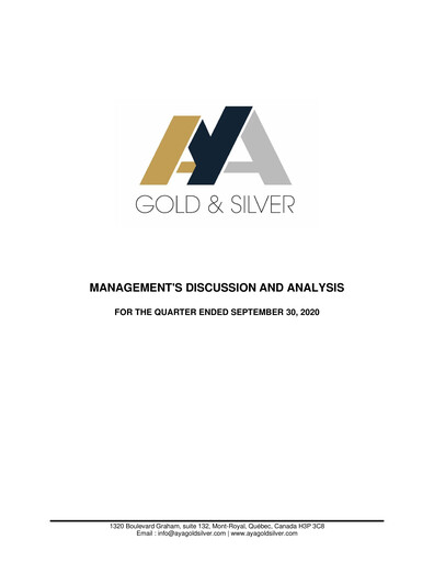 Thumbnail Aya Gold & Silver Quarterly Report 2020-q3