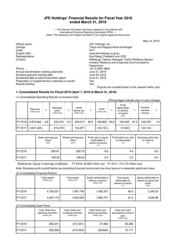 Thumbnail JFE Holdings Financial Statement fy2018