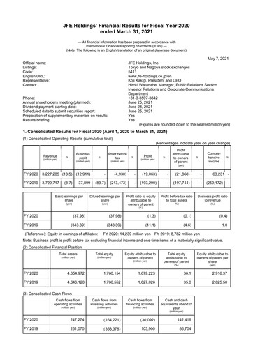 Thumbnail JFE Holdings Financial Statement fy2020