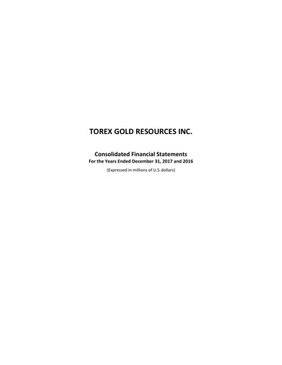 Thumbnail Torex Gold Resources Financial Statement 2017