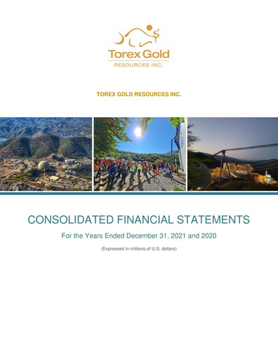 Thumbnail Torex Gold Resources Financial Statement 2021