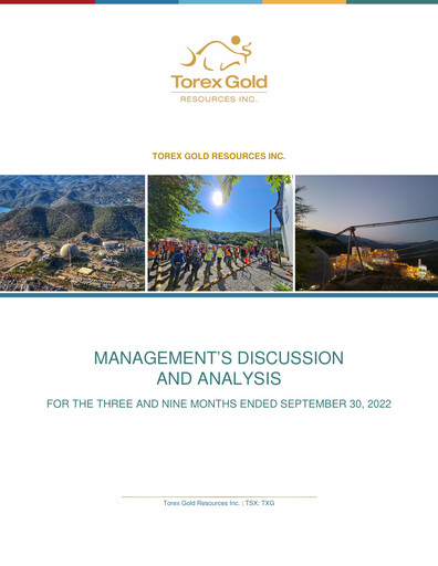 Vorschaubild Torex Gold Resources Quartalsbericht 2022-q3