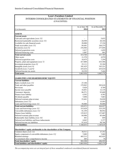 Vorschaubild Leon's Furniture Quartalsbericht 2014-q2