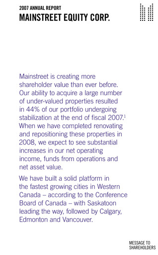 Thumbnail Mainstreet Equity Annual Report 2007