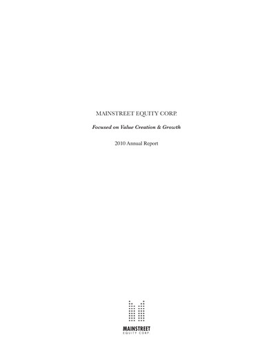 Thumbnail Mainstreet Equity Annual Report 2010