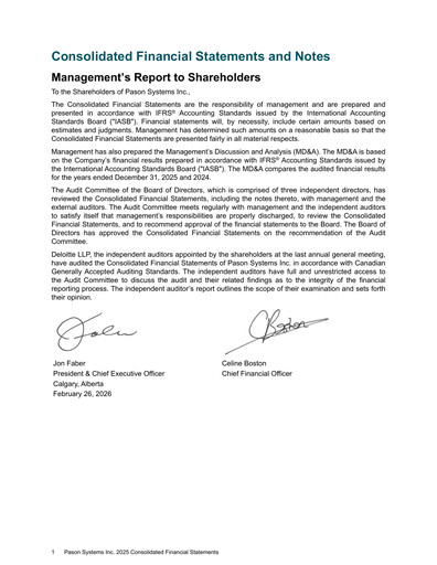 Thumbnail Pason Systems Financial Statement 2025