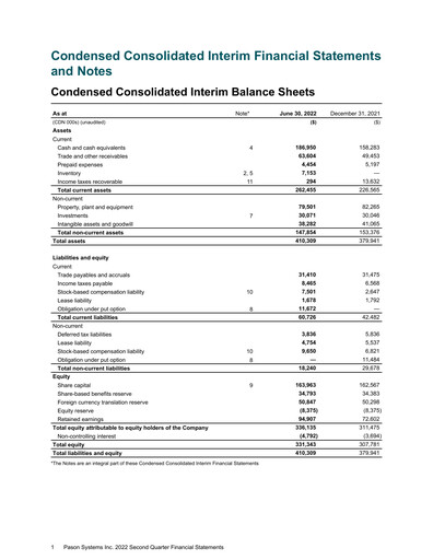 Thumbnail Pason Systems Quarterly Report 2022-q2