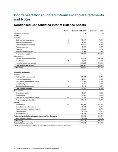 Thumbnail Pason Systems Quarterly Report 2025-q3