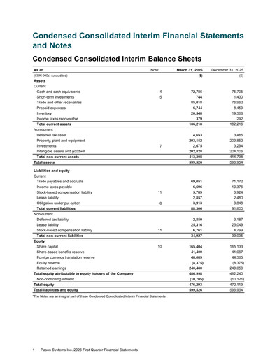 Thumbnail Pason Systems Quarterly Report 2026-q1