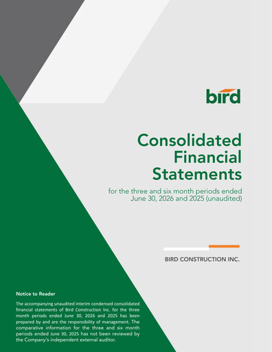 Thumbnail Bird Construction Financial Statement 2026-q2