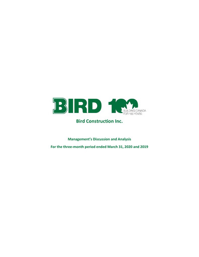 Vorschaubild Bird Construction Quartalsbericht 2020-q1