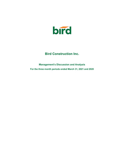 Vorschaubild Bird Construction Quartalsbericht 2021-q1