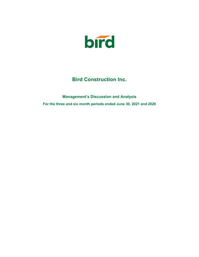 Vorschaubild Bird Construction Quartalsbericht 2021-q2