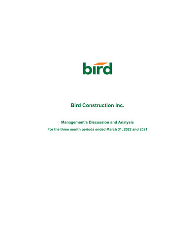 Vorschaubild Bird Construction Quartalsbericht 2022-q1