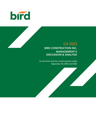 Vorschaubild Bird Construction Quartalsbericht 2023-q3